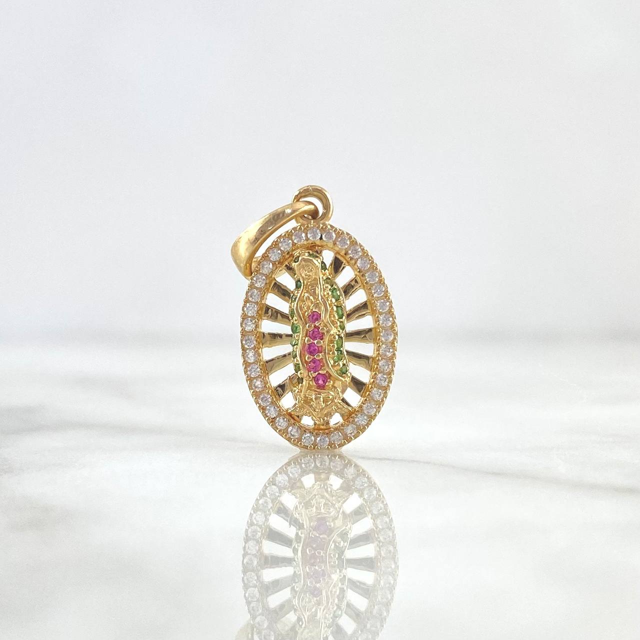 Dije Virgen Guadalupe 2.55gr / 2.5cm / Circones Blancos - Verdes - Fucsias Oro Amarillo