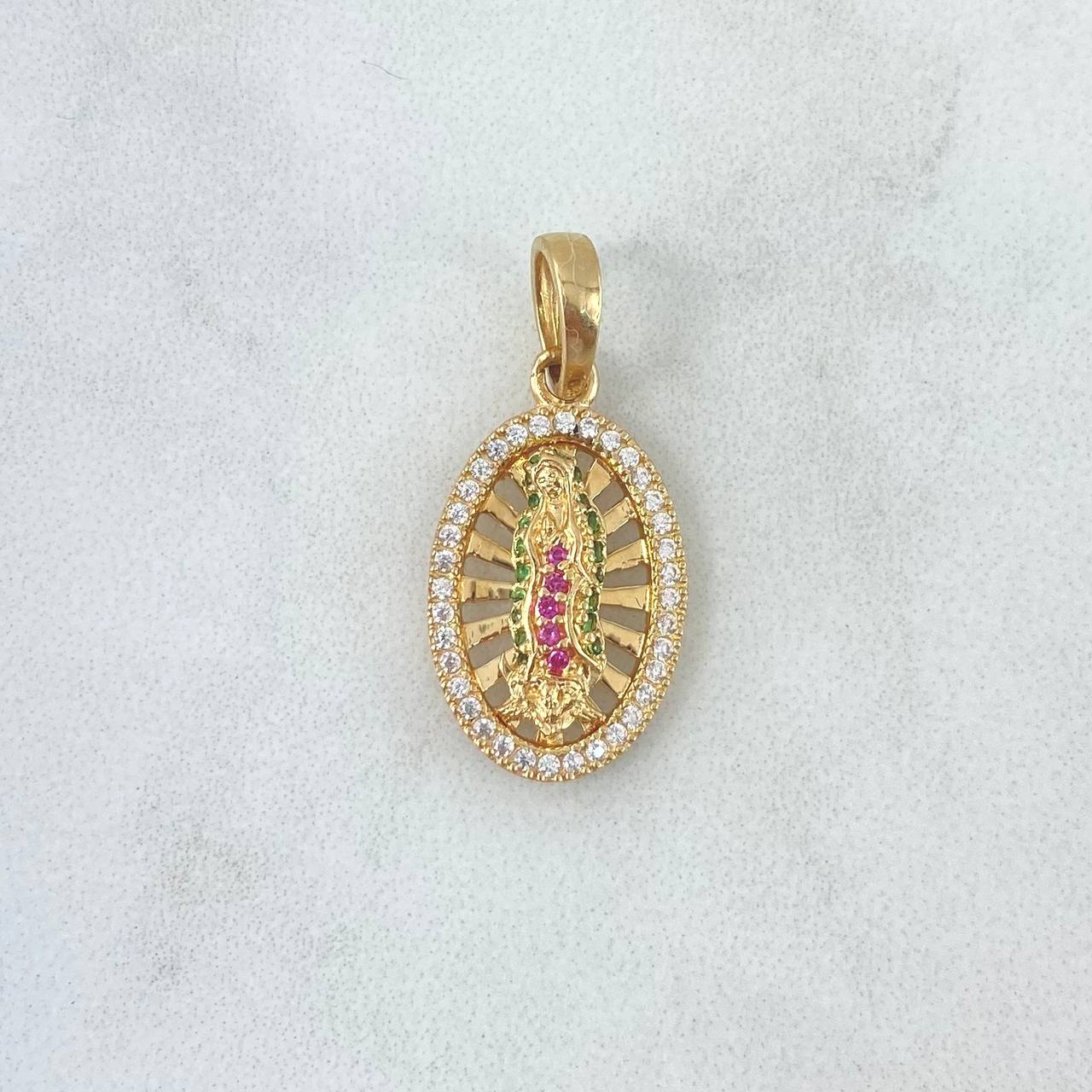 Dije Virgen Guadalupe 2.55gr / 2.5cm / Circones Blancos - Verdes - Fucsias Oro Amarillo