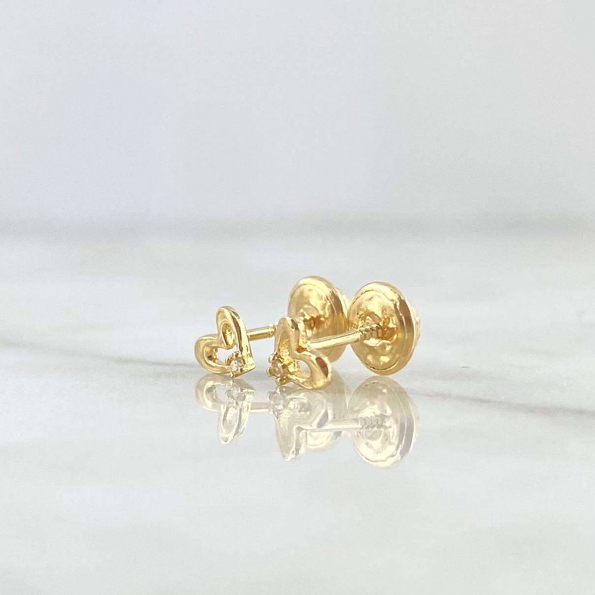 Topos Corazón Silueta Espingrada 0.6gr / 4mm Circones Balancos Oro Amarillo