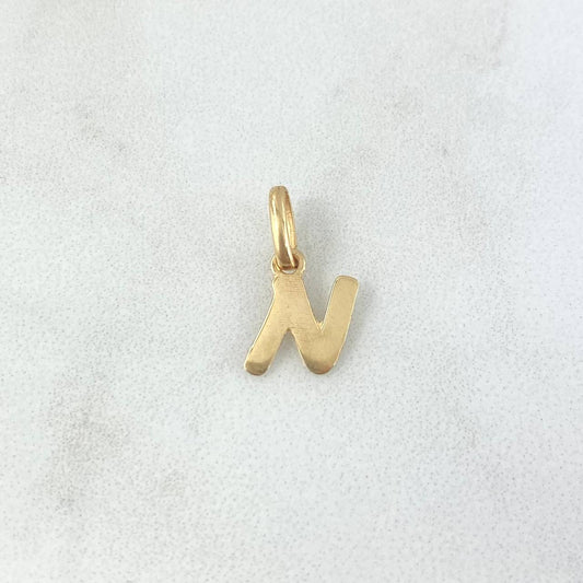 Dije Letra N Cursiva 0.45gr / 1.5cm-Lisa Oro Amarillo 18K *