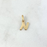 Dije Letra N Cursiva 0.4gr / 1.6cm / Lisa Oro Amarillo 18K