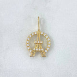 Dije Torre Eiffel Aro 1.75gr / 2.2cm / Circones Blancos Oro Amarillo