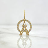 Dije Torre Eiffel Aro 1.75gr / 2.2cm / Circones Blancos Oro Amarillo