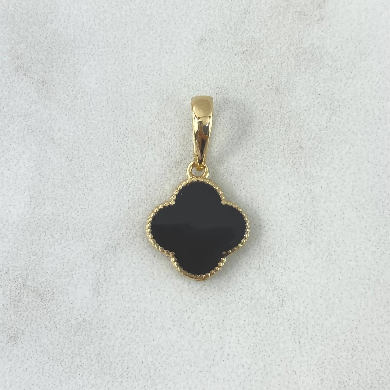 Dije Trébol VCyA 1.35gr / 2cm-12mm Negro Electroestatico Oro Amarillo