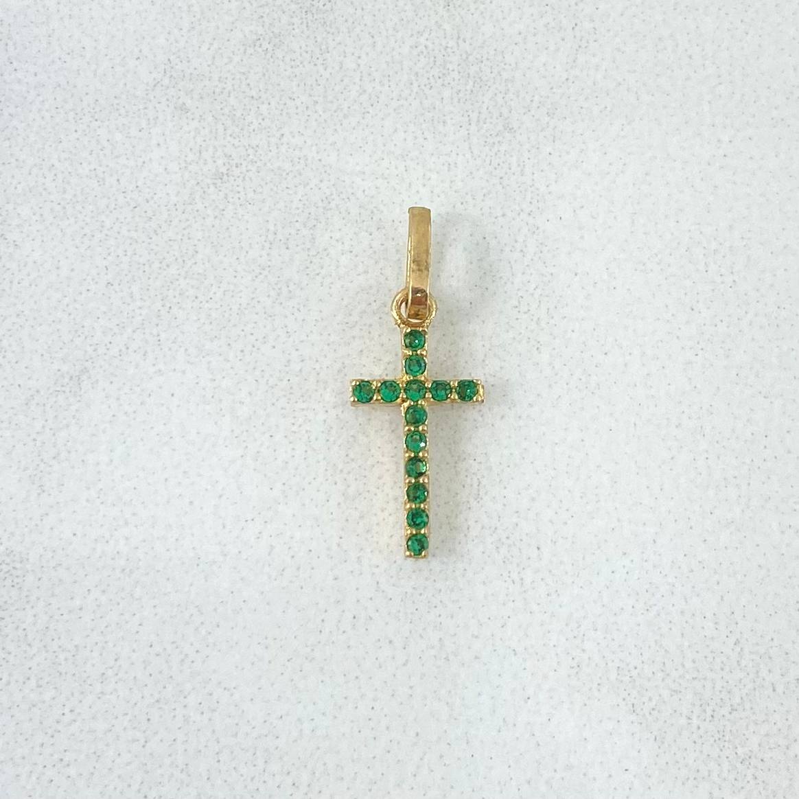 Dije Cruz Longeva 0.45gr / 1.8cm / Circones Verdes Oro Amarillo ©