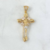 Dije Cruz Cristo Molino 4.95gr / 4.5cm / Circones Blancos Oro Amarillo