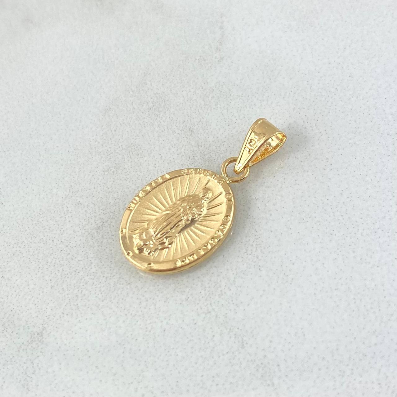 Dije Virgen Guadalupe 0.8gr / 2cm /  Medalla Mate  Oro Amarillo 18K