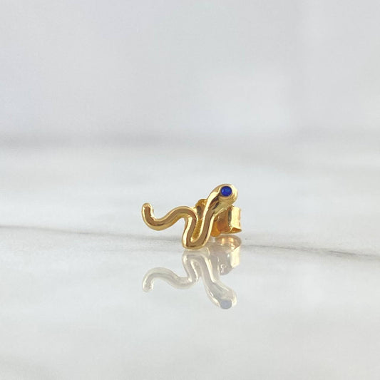 Piercing Serpiente 0.5gr / 6mm / Circon Azul Broche Mariposa Oro Amarillo (Joya) ©