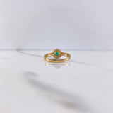 Anillo Solitario Halo 2.75gr / T7 / Circones Verde Blancos Oro Amarillo &