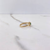 Anillo Solitario Halo 2.75gr / T7 / Circones Verde Blancos Oro Amarillo &