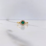 Anillo Solitario Halo 2.75gr / T7 / Circones Verde Blancos Oro Amarillo &