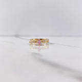 Anillo Lineas Cruzadas 2.5gr / T7 / Circones Rosado Blancos Oro Amarillo &