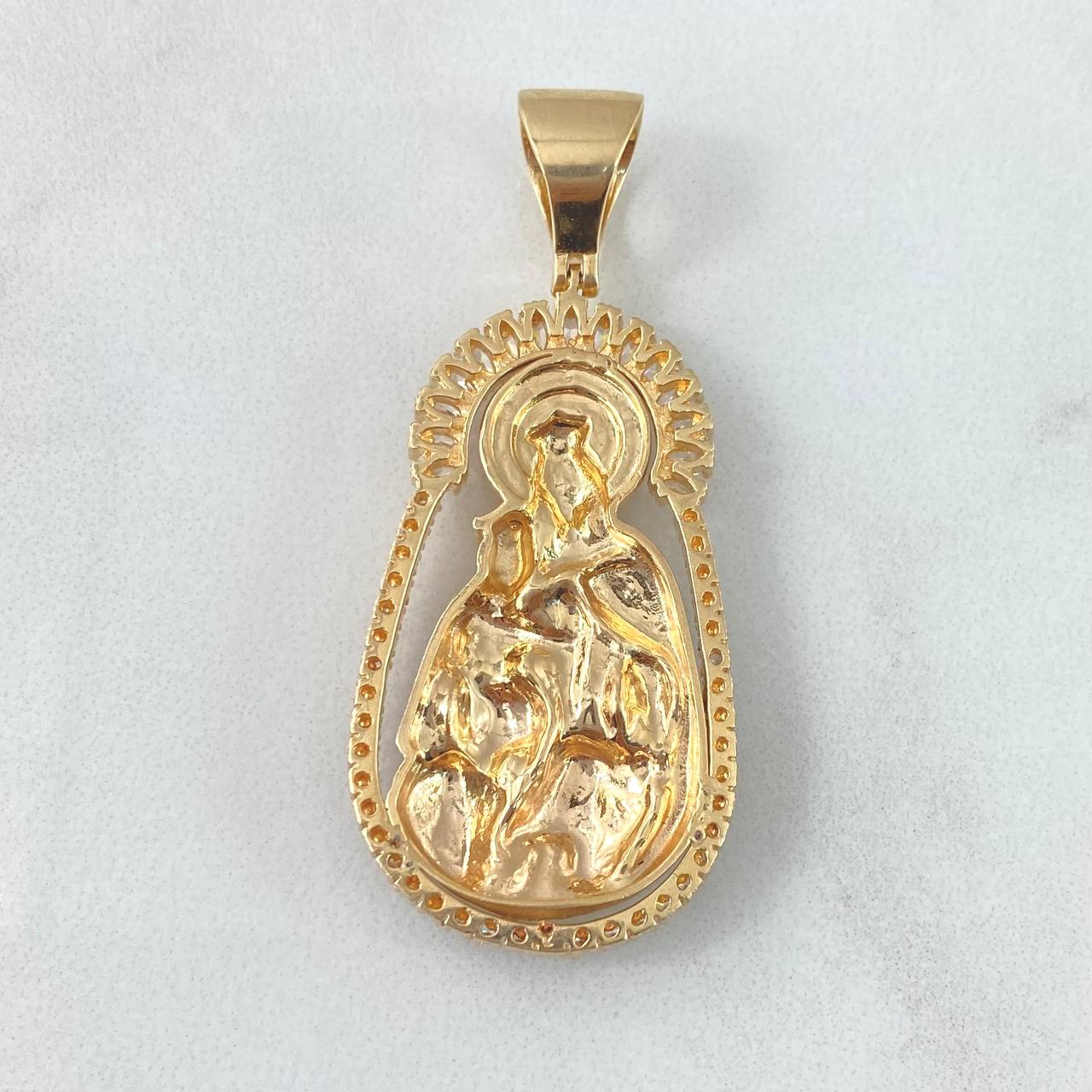 Dije Virgen del Carmen 12.25gr / 4.5cm / Mate Circones Blancos Oro Amarillo