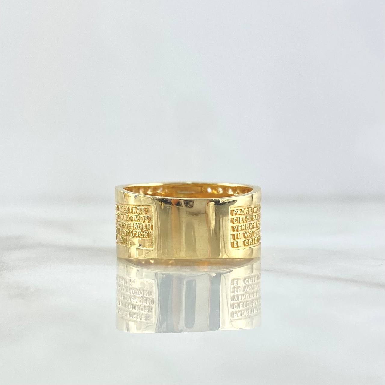 Anillo Cruz Padre Nuestro 9.25gr / T8 3/4 / Circones Blancos Oro Amarillo ©