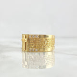 Anillo Cruz Padre Nuestro 10gr / T9 1/4 / Circones Blancos Oro Amarillo 18K