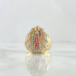 Anillo Virgen Guadalupe Silueta 6.2gr / T10 1/2 / Circones Blancos Verdes Fucsias Y Azules Oro Amarillo