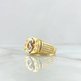 Anillo Sello Signo Pesos 7.1gr / T10 / Circones Blancos Tres Oros