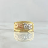 Anillo Sello Oso Doble 1.9gr / T9 1/4 / Texturizado Tres Oros