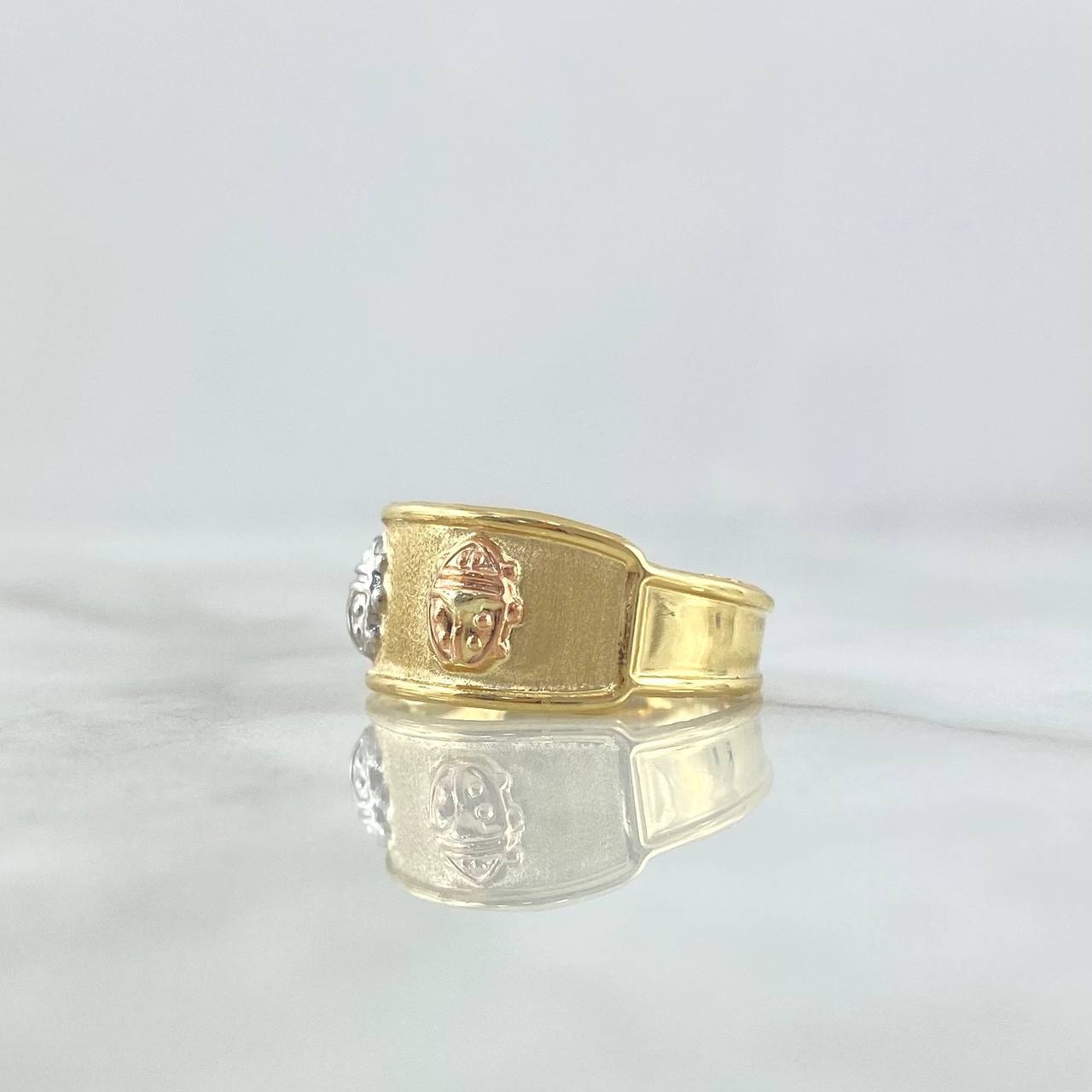 Anillo Sello Mariquita Doble 1.7gr / T8 3/4 / Texturizado Tres Oros