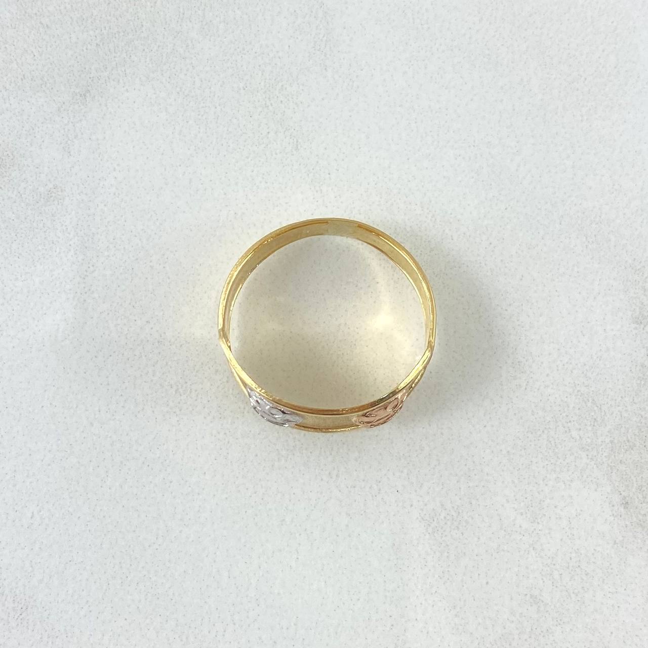 Anillo Sello Hongo Doble 1.65gr / T7 / Texturizado Tres Oros