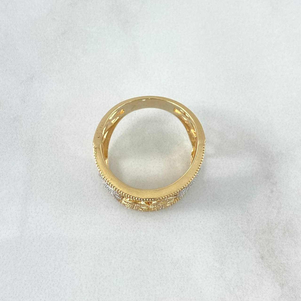 Anillo Familia 7gr / T6 3/4 / Papá Hijos Y Mamá Circones Blancos Dos Oros Amarillo Blanco