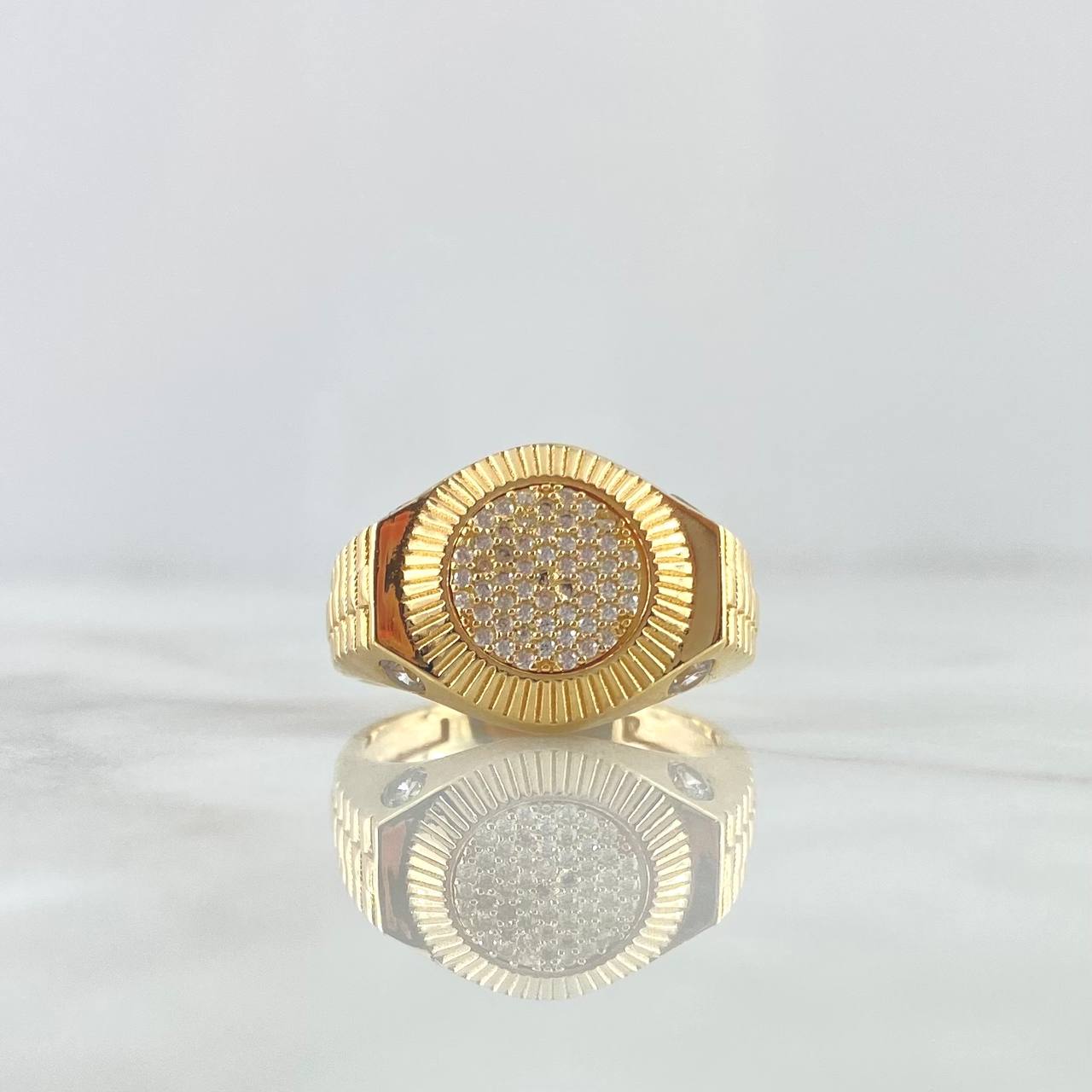 Anillo Circulo Tupido 6.2gr / T 9 1/2 / Circones Blancos Oro Amarillo *