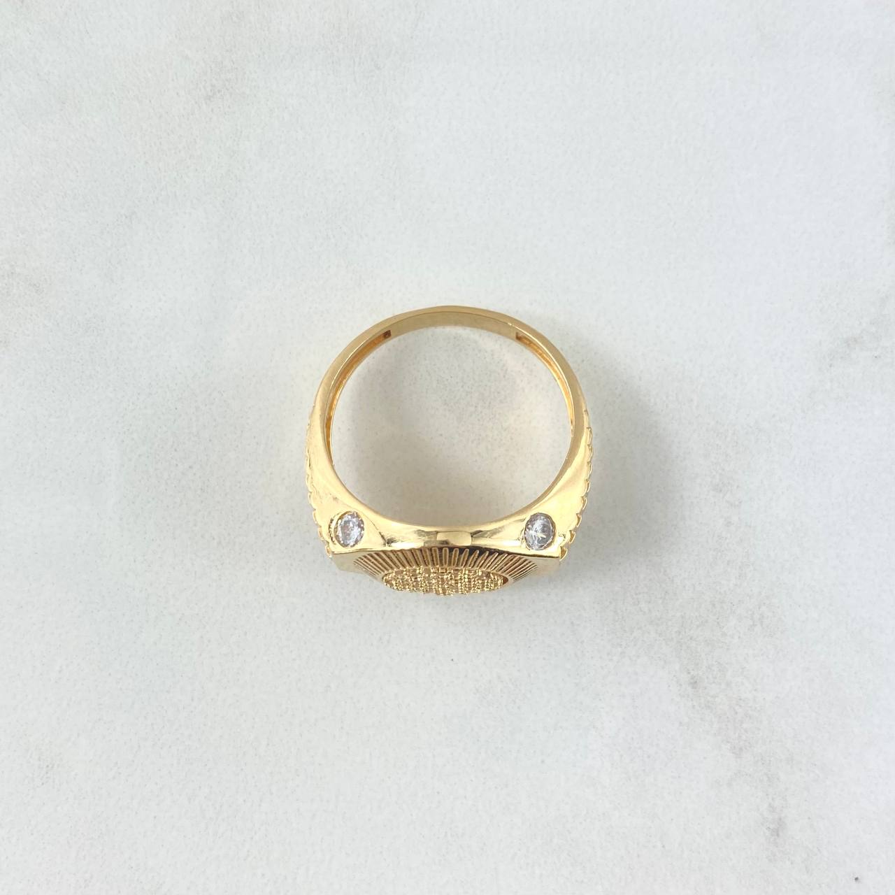 Anillo Circulo Tupido 6.2gr / T 9 1/2 / Circones Blancos Oro Amarillo *