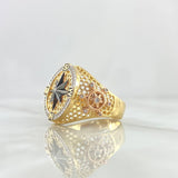 Anillo Sello Brujula 9.25gr / T 11  1/4 / Circones Blancos Tres Oros *