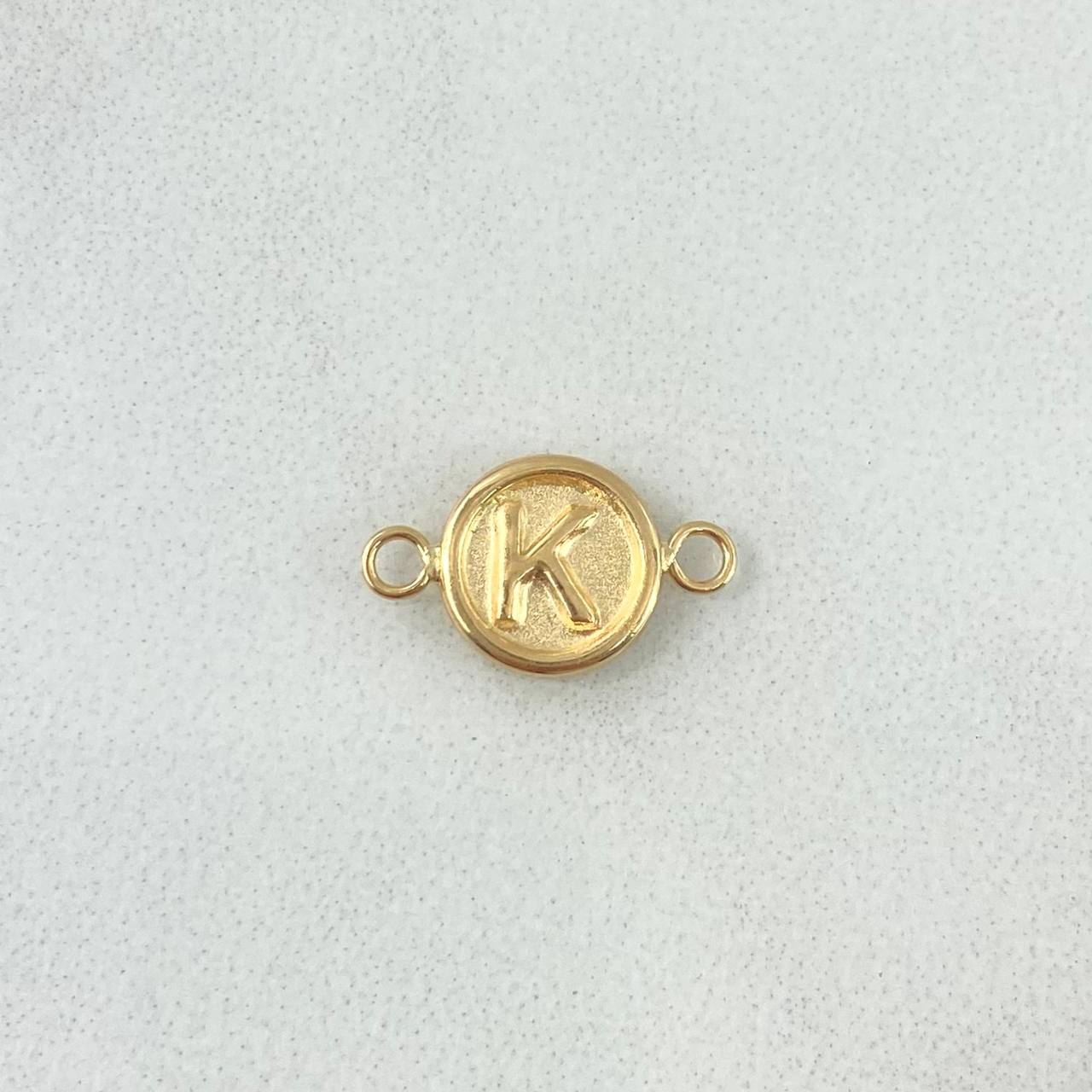 Herraje Letra K 0.4gr / 1.3cm / Circulo Mate Oro Amarillo 18K