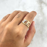 Anillo Doble Linea Gatos 2gr / T7 1/2 / Lisos Tres Oros *