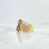 Anillo Infinito Vertical Entrelazado 4.15gr / T5 1/4 / Circones Blancos - Negros Oro Amarillo *