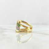 Anillo Trenza Anudada 4.2gr / T7 / Circones Blancos - Verdes Oro Amarillo ©