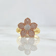 Anillo Flor Sakura 3.8gr / T7 3/4 / Circones Blancos Tres Oros ©