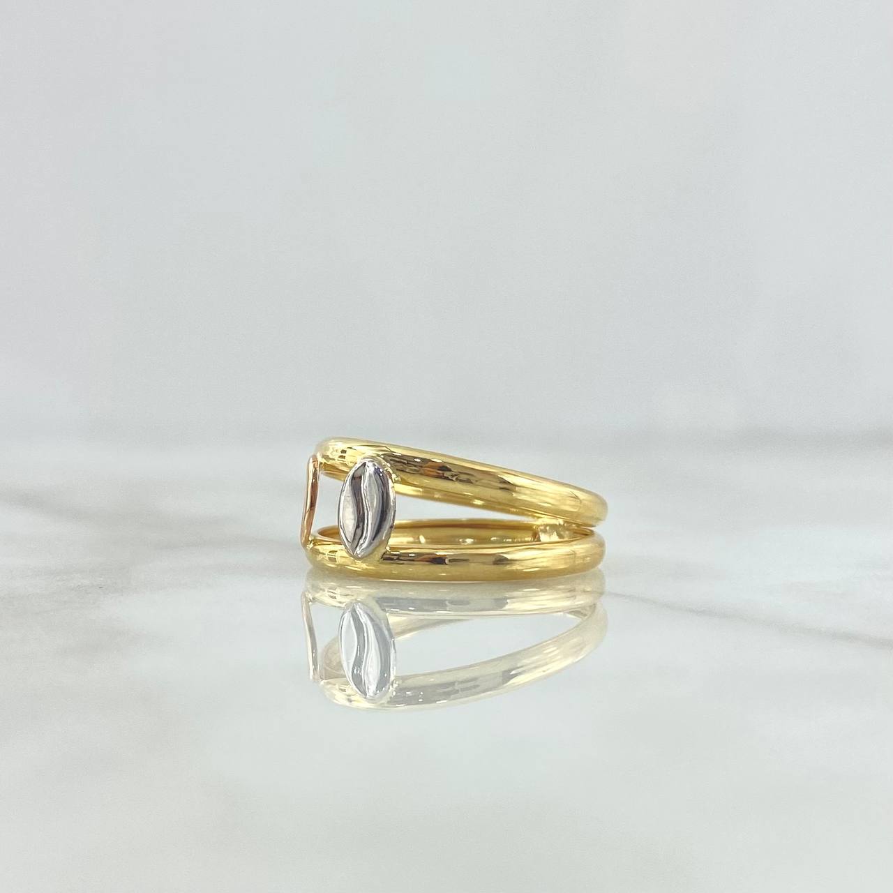 Anillo Doble Linea Granos de Café 1.75gr / T6 3/4 / Lisos Tres Oros ©