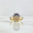 Anillo Pareja Sol y Luna 3.45gr / T6 - T7 1/4 / Circones Blancos - Azules Dos Oros Amarillo Blanco *