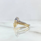 Anillo Pareja Sol y Luna 3.45gr / T6 - T7 1/4 / Circones Blancos - Azules Dos Oros Amarillo Blanco *