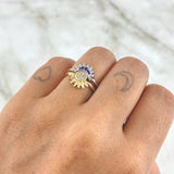 Anillo Pareja Sol y Luna 3.45gr / T6 - T7 1/4 / Circones Blancos - Azules Dos Oros Amarillo Blanco *