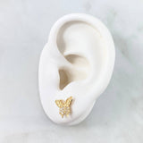 Topos Mariposa 1.75gr / 1cm / Circones Blancos Oro Amarillo 18K *