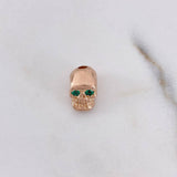 Herraje Calavera 2.7gr / 1cm / Esmeralda 6pts Oro Rosa 18K (Joya) $