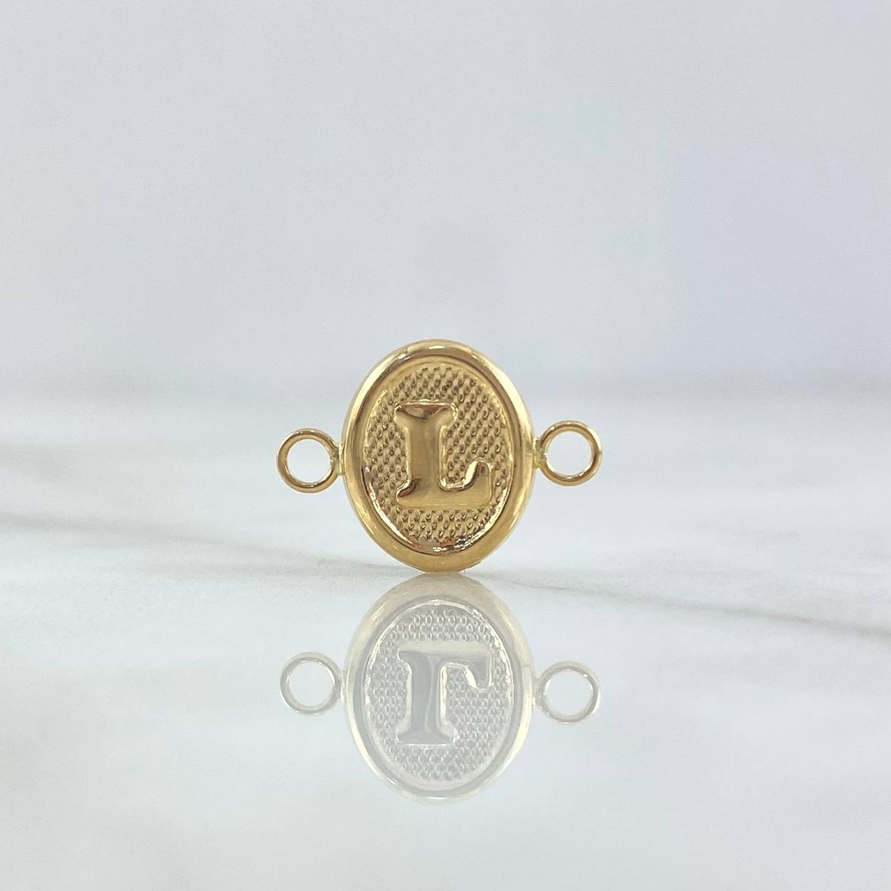 Herraje Letra L 0.4gr / 1.6cm / Ovalado Texturizado Oro Amarillo 18K