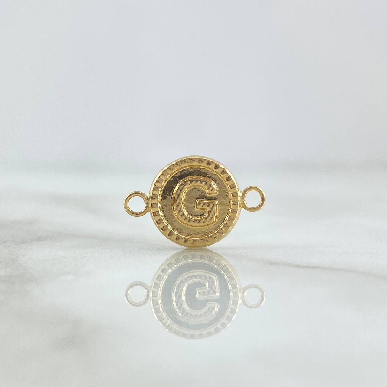 Herraje Letra G 0.5gr / 1.6cm / Circulo Bordeado Oro Amarillo 18K