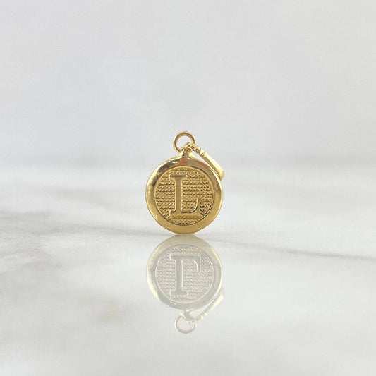 Dije Letra L 0.5gr / 1.6cm / Circulo Texturizado Oro Amarillo 18K