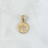 Dije FE Medalla 0.5gr / 1.4cm / Circon Blanco Oro Amarillo 18K ©