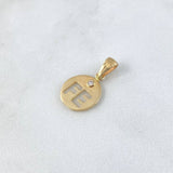 Dije FE Medalla 0.5gr / 1.4cm / Circon Blanco Oro Amarillo 18K ©