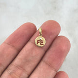 Dije FE Medalla 0.6gr / 1.4cm / Circon Blanco Oro Amarillo 18K