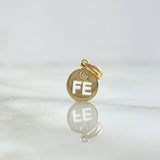 Dije FE Medalla 0.6gr / 1.4cm / Circon Blanco Oro Amarillo 18K