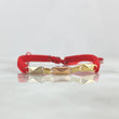 Pulsera Roja Retazo Rustico Adige Cruzado 0.75gr / 4mm Tres Oros 18K