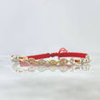 Pulsera Roja Retazo GC 2.55gr / 4mm - 5mm Bolas Lisas - Diamantadas Tres Oros 18K