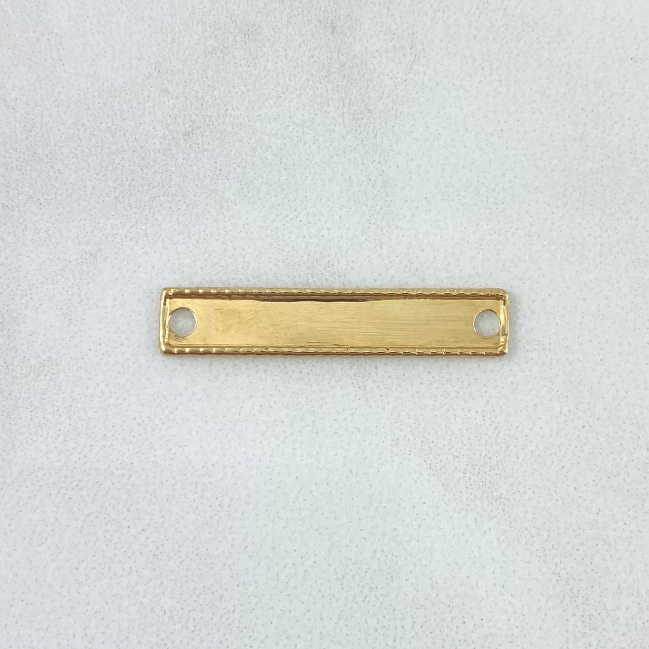 Herraje Placa Rectangular 0.55gr / 2.6cm / Bordeada Oro Amarillo 18K