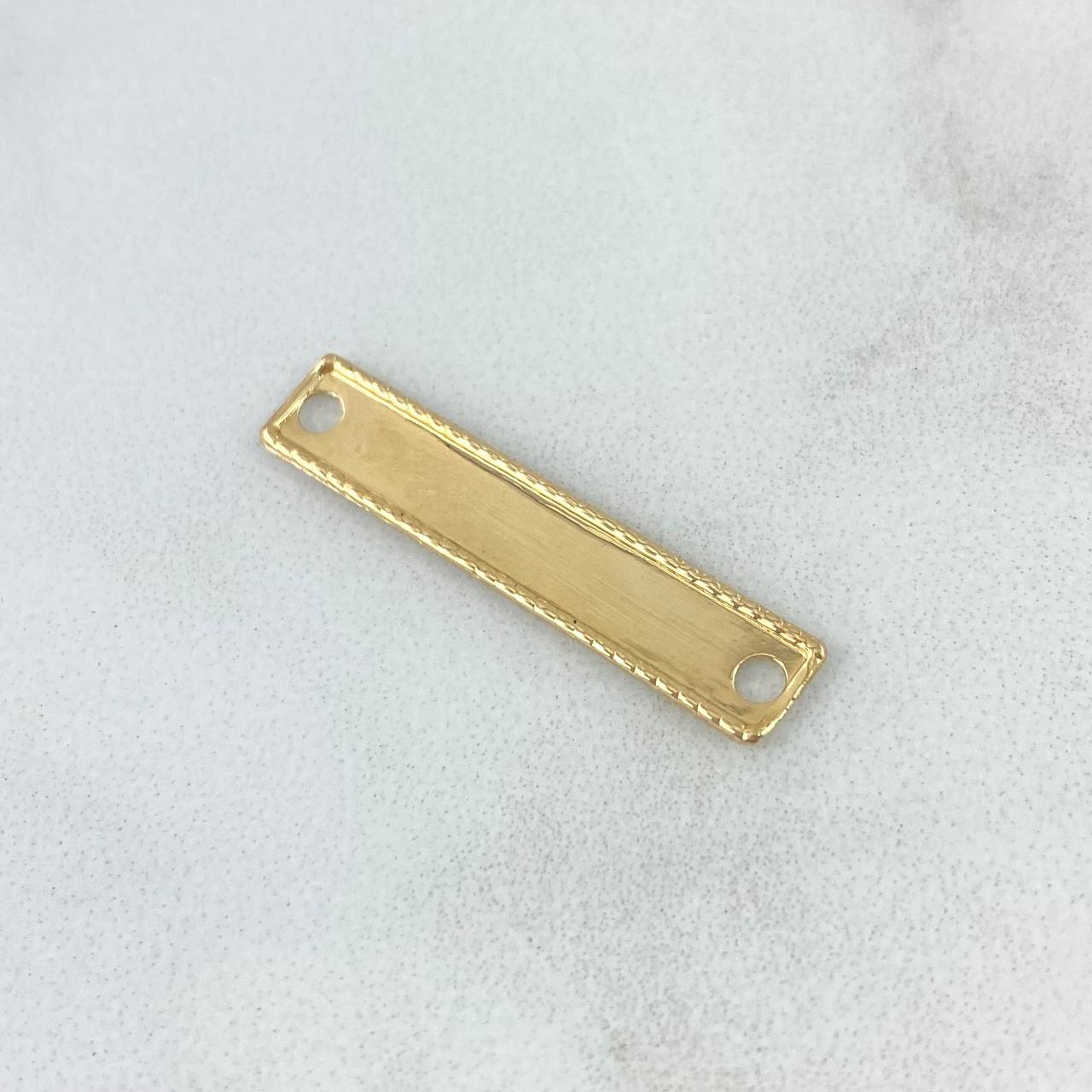 Herraje Placa Rectangular 0.55gr / 2.6cm / Bordeada Oro Amarillo 18K